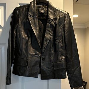 INC International Concepts Black Leather Blazer